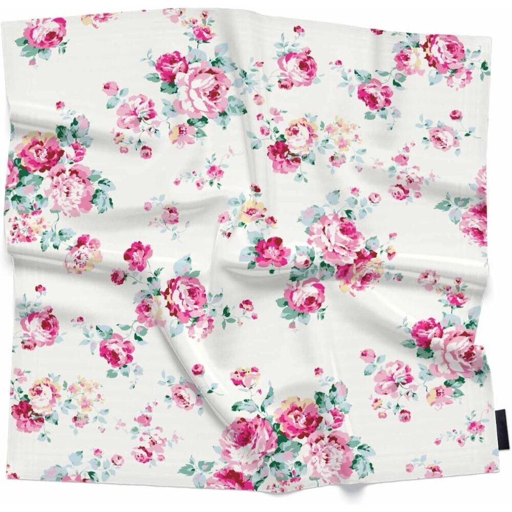 Women Girls Floral Pattern Silk Feel Head Scarf Bandana 35x35 inches